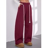 image:imageAleumdr Womens Barrel Sweatpants Fleece Wide Leg Baggy Pants with PocketsA5 Burgundy