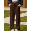 image:imageAleumdr Womens Wide Leg Sweatpants High Waisted Lounge Pants with PocketsA4 Brown