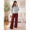 image:imageAleumdr Womens Wide Leg Sweatpants High Waisted Lounge Pants with PocketsA5 Wine Red