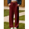 image:imageAleumdr Womens Wide Leg Sweatpants High Waisted Lounge Pants with PocketsA5 Wine Red