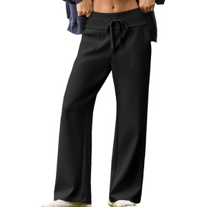 image:imageAleumdr Womens Wide Leg Sweatpants High Waisted Lounge Pants with PocketsA1 Black