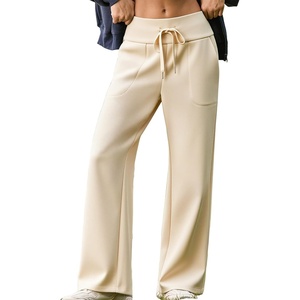 image:imageAleumdr Womens Wide Leg Sweatpants High Waisted Lounge Pants with PocketsA6 Beige