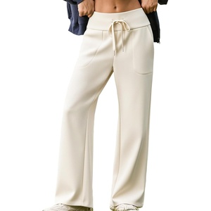 image:imageAleumdr Womens Wide Leg Sweatpants High Waisted Lounge Pants with PocketsA8 White