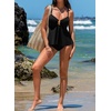 image:imageAleumdr Womens Tankini Bathing Suits Bandeau 2 Piece Swimsuits Shell Swim Tank Top with High Waisted Bottom Black Medium
