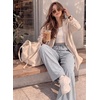 image:imageAleumdr Womens Sweatpants Double Waistband Wide Leg Pants with PocketsGray