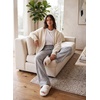 image:imageAleumdr Womens Sweatpants Double Waistband Wide Leg Pants with PocketsGray