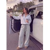image:imageAleumdr Womens Sweatpants Double Waistband Wide Leg Pants with PocketsGray