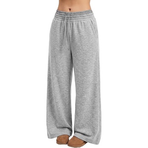 image:imageAleumdr Womens Sweatpants Double Waistband Wide Leg Pants with PocketsGray