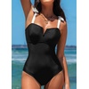 image:imageAleumdr Womens One Piece Swimsuit Tummy Control V Neck SwimwearAaa Black