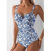 image:imageAleumdr Womens One Piece Swimsuit Tummy Control V Neck SwimwearAaa Blue
