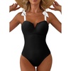 image:imageAleumdr Womens One Piece Swimsuit Tummy Control V Neck SwimwearAaa Black