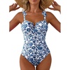 image:imageAleumdr Womens One Piece Swimsuit Tummy Control V Neck SwimwearAaa Blue