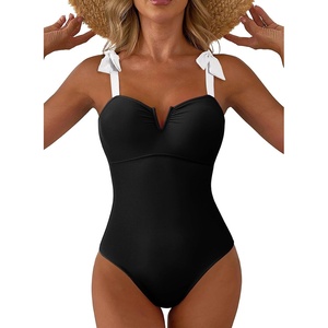image:imageAleumdr Womens One Piece Swimsuit Tummy Control V Neck SwimwearAaa Black