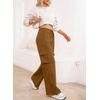 image:imageAleumdr Womens Cotton Cargo Sweatpants High Waisted Wide Leg Joggers PantsCamel