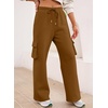 image:imageAleumdr Womens Cotton Cargo Sweatpants High Waisted Wide Leg Joggers PantsCamel