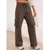image:imageAleumdr Womens Cotton Cargo Sweatpants High Waisted Wide Leg Joggers PantsCoffee Brown