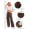 image:imageAleumdr Womens Cotton Cargo Sweatpants High Waisted Wide Leg Joggers PantsCoffee Brown