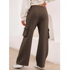 image:imageAleumdr Womens Cotton Cargo Sweatpants High Waisted Wide Leg Joggers PantsCoffee Brown