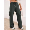 image:imageAleumdr Womens Cotton Cargo Sweatpants High Waisted Wide Leg Joggers PantsDark Grey