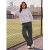 image:imageAleumdr Womens Cotton Cargo Sweatpants High Waisted Wide Leg Joggers PantsDark Grey