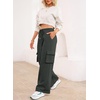 image:imageAleumdr Womens Cotton Cargo Sweatpants High Waisted Wide Leg Joggers PantsDark Grey