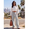 image:imageAleumdr Womens Cotton Cargo Sweatpants High Waisted Wide Leg Joggers PantsGray Ash