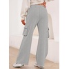 image:imageAleumdr Womens Cotton Cargo Sweatpants High Waisted Wide Leg Joggers PantsGray Ash