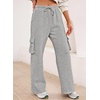 image:imageAleumdr Womens Cotton Cargo Sweatpants High Waisted Wide Leg Joggers PantsGray Ash