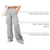 image:imageAleumdr Womens Cotton Cargo Sweatpants High Waisted Wide Leg Joggers PantsGray Ash