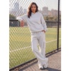 image:imageAleumdr Womens Cotton Cargo Sweatpants High Waisted Wide Leg Joggers PantsLight Grey Ash