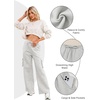image:imageAleumdr Womens Cotton Cargo Sweatpants High Waisted Wide Leg Joggers PantsLight Grey Ash