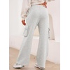image:imageAleumdr Womens Cotton Cargo Sweatpants High Waisted Wide Leg Joggers PantsLight Grey Ash