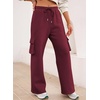 image:imageAleumdr Womens Cotton Cargo Sweatpants High Waisted Wide Leg Joggers PantsRed