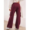 image:imageAleumdr Womens Cotton Cargo Sweatpants High Waisted Wide Leg Joggers PantsRed