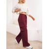 image:imageAleumdr Womens Cotton Cargo Sweatpants High Waisted Wide Leg Joggers PantsRed