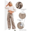 image:imageAleumdr Womens Cotton Cargo Sweatpants High Waisted Wide Leg Joggers PantsSimply Taupe Brown