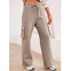 image:imageAleumdr Womens Cotton Cargo Sweatpants High Waisted Wide Leg Joggers PantsSimply Taupe Brown