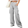 image:imageAleumdr Womens Cotton Cargo Sweatpants High Waisted Wide Leg Joggers PantsGray Ash