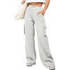 image:imageAleumdr Womens Cotton Cargo Sweatpants High Waisted Wide Leg Joggers PantsLight Grey Ash