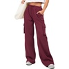 image:imageAleumdr Womens Cotton Cargo Sweatpants High Waisted Wide Leg Joggers PantsRed