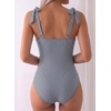 image:imageAleumdr Womens One Piece Swimsuit Print Tie Shoulder Tummy Control SwimwearBlack Stripe