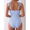 image:imageAleumdr Womens One Piece Swimsuit Print Tie Shoulder Tummy Control SwimwearBlue