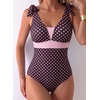 image:imageAleumdr Womens One Piece Swimsuit Print Tie Shoulder Tummy Control SwimwearBrown Pink