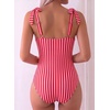 image:imageAleumdr Womens One Piece Swimsuit Print Tie Shoulder Tummy Control SwimwearPink