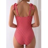 image:imageAleumdr Womens One Piece Swimsuit Print Tie Shoulder Tummy Control SwimwearRed