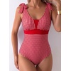 image:imageAleumdr Womens One Piece Swimsuit Print Tie Shoulder Tummy Control SwimwearRed