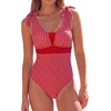 image:imageAleumdr Womens One Piece Swimsuit Print Tie Shoulder Tummy Control SwimwearRed