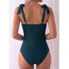 image:imageAleumdr Womens One Piece Swimsuit Print Tie Shoulder Tummy Control SwimwearSail Blue