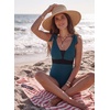 image:imageAleumdr Womens One Piece Swimsuit Print Tie Shoulder Tummy Control SwimwearSail Blue