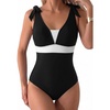 image:imageAleumdr Womens One Piece Swimsuit Print Tie Shoulder Tummy Control SwimwearBlack